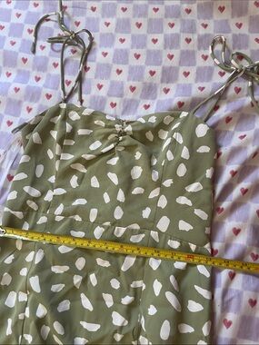 Olive Green Spotted Tie-Strap Sundress